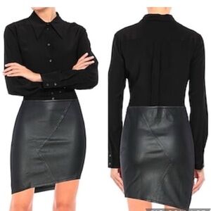 NWT BA&SH 100% Lamb Leather Asymmetrical Black Mini Skirt,US8